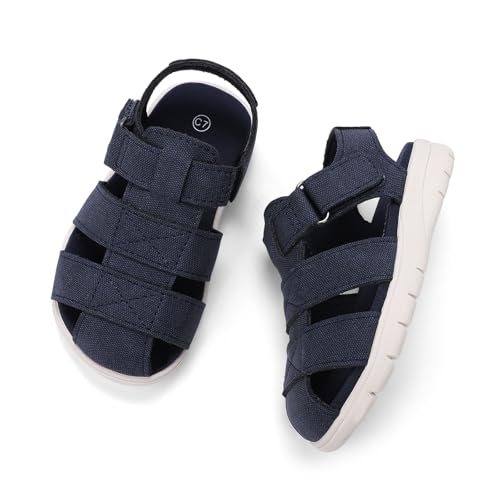 Image of Luffymomo Toddler Kids Closed Toe Fisherman Sandals | Boys Girls Lightweight Shoes,Adjustable Beach Summer Sandal