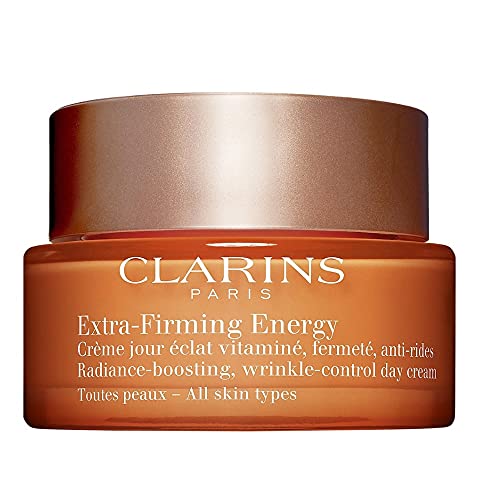 Clarins Extra Firming Energy Radience-Boosting Wrinkle Control Day Cream All Skin Types, White, Almond, 1.7 Fl Oz