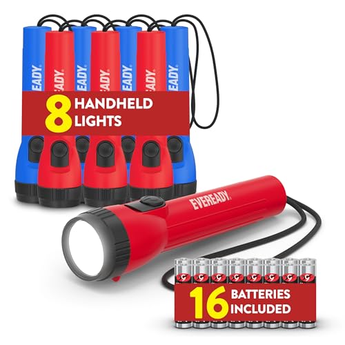 Image of EVEREADY LED Flashlights (8-Pack), Bright Flashlights for Emergencies and Camping Gear, Flash Light with AA Batteries Included, Red /Blue (8-Pack)