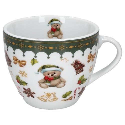 MamboCat Friend 18-tlg. Kaffeeservice für 6 Personen | Weihnachtliches Frühstücks-Set aus Porzellan mit Teddybär, Lebkuchenhaus & Co. | Tassen, Untertassen & Kuchenteller | für Weihnachten