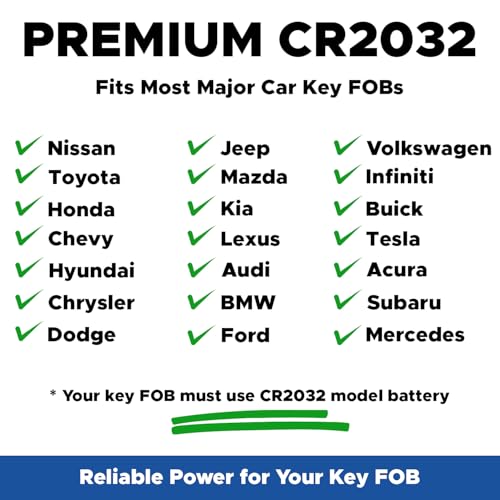 Image of SHI Key Fob Replacement Batteries - Universal Fit, Compatible with Car Key Fobs for Nissan, Toyota, Honda, Chevy, GMC, Ford, Jeep, Dodge, Ram, Chrysler, Mazda, Subaru, Hyundai, Kia & More