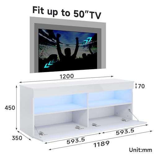 ELEGANT Modern High gloss Long TV Stand Cabinet Television TV Unit with LED Light, 11/12/16/17/18 - Image 7