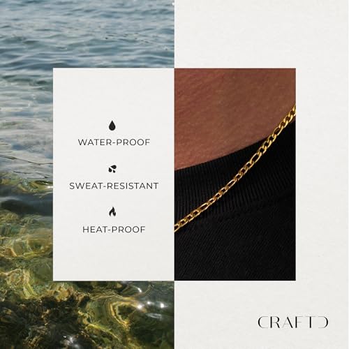 CRAFTD | Gold Figaro Link Chain | Durable 18K Gold & 316L Stainless Steel | Waterproof, Heat & Sweat Resistant | Gifts for Men | Men's Jewelry |3