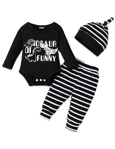 Image of SUNNY PIGGY Baby Boy Clothes Newborn Infant Boys Outfits Romper Hat Pants 3PC Set 0-3 3-6 6-12 12-18 Month Clothing Gift