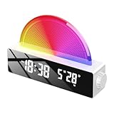 Zuasdvnk Wecker mit Sonnenaufgangslicht, Wecker mit Sonnenaufgang, Lautsprecher mit Lichtwecker, mehrfarbiger Wecker für Menschen, die viel schlafen, Wecker