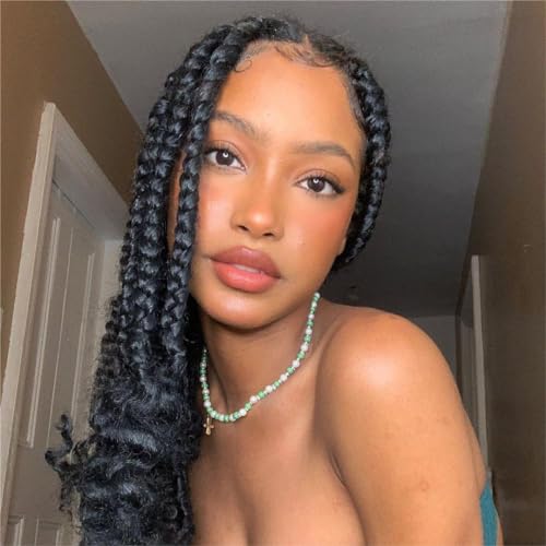 Leeven 16 Inch Pre Stretched Braiding Hair Natural Black Kanekalon 8 Packs EZ Braiding Hair Crochet Braiding Hair Extensions /2#