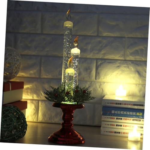 Velas navideñas rojas sin llama con candelabro LED electrónico para decoración del hogar 3