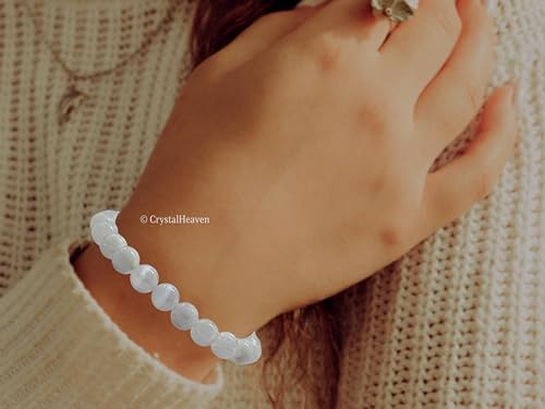 Image of Certified Selenite Bracelet for Women Men with Healing Crystal