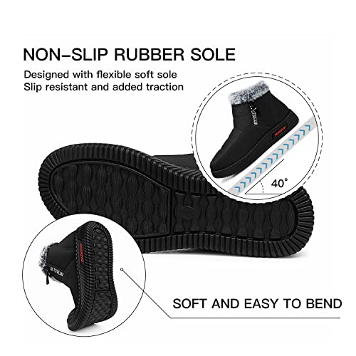 Temofon Winter Boots For Women Snow: Winter Boots Warm Ankle Booties Black Waterproof Outdoor Fur Lined Shoes For Women Size 7 thumb #4