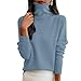 Womens Sweaters Turtleneck Long Sleeve Pullover Casual Knitted Pullover Wool Warm Cozy Tops Fall Winter Clothes, Sweaters for Women Trendy Blues XXL