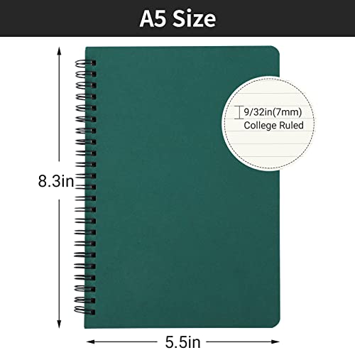 Eusoar A5 Spiral Notebook, 6 Pack 5.5" X 8.3" 120 Pages Lined Travel Writing Notebooks Journal, Memo Notepad Sketchbook, Students College Office Business Subject Diary Ruled Spiral Book Journal #TOP1