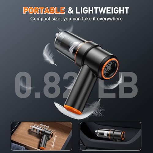 Image of KMM Handheld Car Vacuum Cleaner, 11000PA Vacuum Cleaner & Air Duster, 120W High Power Vacuum Portable Cordless, Hand Held Vacuum Rechargeable with Multi-Nozzles & LED Light for Home, Car, Office