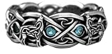 ZYTOSETR 925 Thai Silver Wolf Signet Ring - Blue Diamond Celtic Wolf Wedding Eternity Band