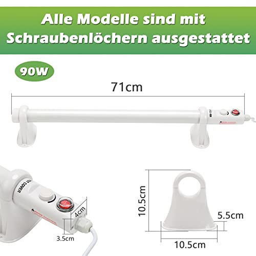 Tubiaz 90W Elektrische Heizung für Gewächshäuser mit eingebautem,Ideal für Schränke und Gewächshäuser