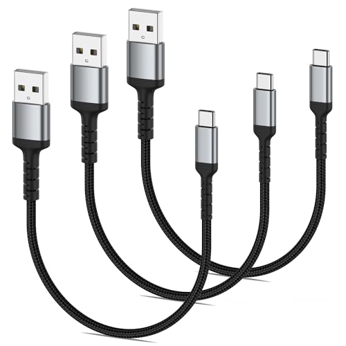20cm USB C Kabel Kurz [3Stück], Kurz Geflochten USB A auf USB Typ C Ladekabel 3A Schnellladekabel und Datenkabel Kompatible für Samsung Galaxy S20 S21 S22 S23 A51 Note10, Huawei, Xiaomi, Google Pixel