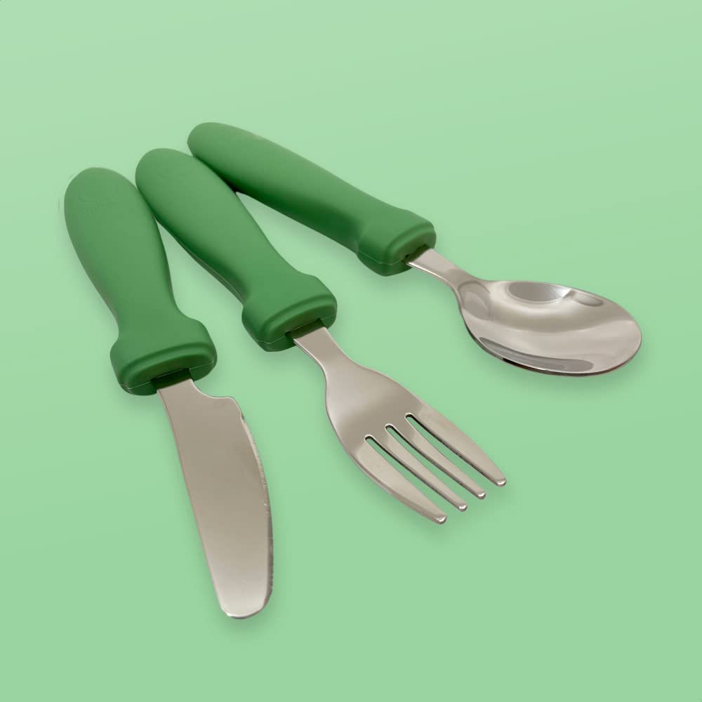 Couverts enfant en silicone 3 pièces - Jaune