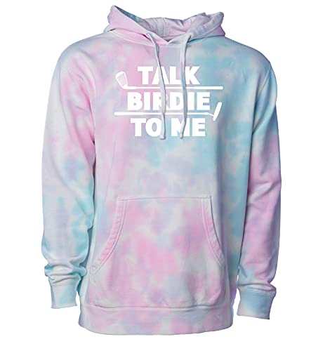 Talk Birdie To Me - Golf Pun Funny Unisex Tie Dye Hoodie (Tie Dye Cotton Candy, Large)