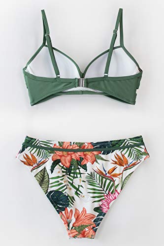 Cupshe Damen Bikini Set Push Up Crossover mit Blumenmuster