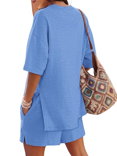 Image of COCCKO Womens Shorts Sets Matching Lounge Two Piece Outfits Summer Cute Casual Vacation Short Sleeve 2 Piece Set