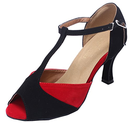 Chaussures de danse salsa pour femme avec sangle en T élégante et talon bobine stable