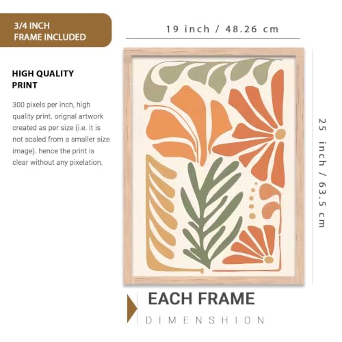 Image of kotart Home Decor Boho Painting Decorative Wall Art poster With Frame For Living Room Bed Room Hotel Wall Decor Digital Reprint Set of 3 (19X25 inch)
