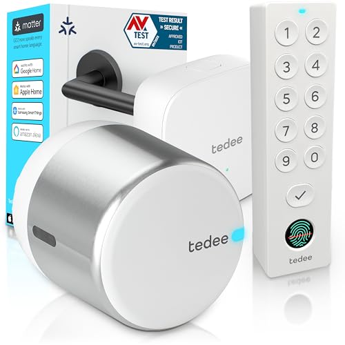 tedee GO2 Allu Serratura Smart con WiFi e tastierino biometrico per l'accesso remoto, Alexa Google Smart Home, Serratura intelligente con app e Bluetooth