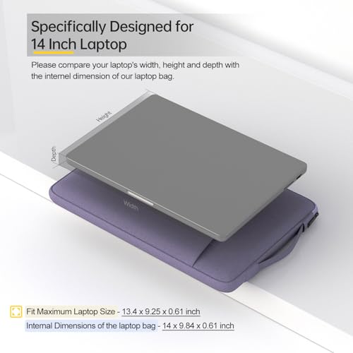 Image of 14 Inch Laptop Sleeve Case for HP Chromebook /Stream /Pavilion Plus 14, Lenovo IdeaPad, ASUS Vivobook Go, Dell Latitude Computer Bag, Ultra Violet