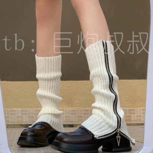 Image of Leg Warmer Personalized Warmth Zipper Knitted Leg Socks Y2K Cool Spicy Girls' Calf Cover