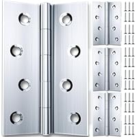 4 Stück Scharniere Klappbar 100 × 75mm, HOLMOL Scharniere Edelstahl Aussen, Faltbar Silber Edelstahl Scharnier mit 32 Stück Schrauben, Türscharnier für Holztüren, Fenster