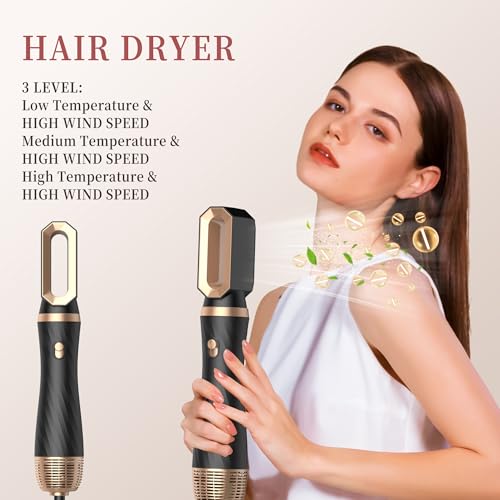Image of 6 in 1 Hair Dryer Brush, Upgrade Detachable Blow Dryer Brush Air Styler Wrap Air Curler, Curly Twist Hot Curling Iron, Negative Ion Blow Dryer Hot Styler, Travel Hair Styling Tool