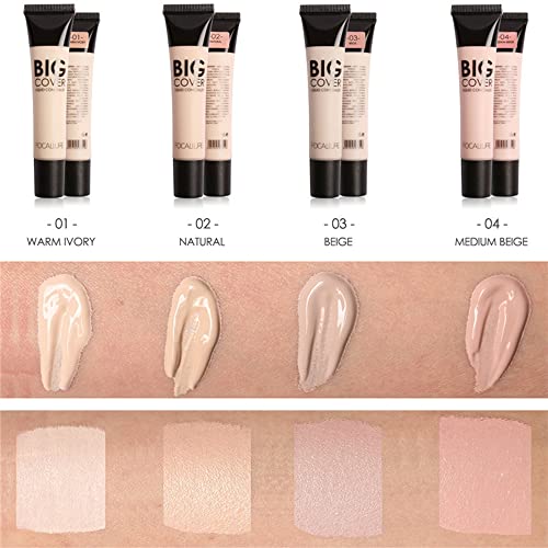 Focallure Big Cover Liquid Concealer,Full Coverage & Oil-Control Face Cream Concealer,High Adherence Concealer Without Clumping And Cracking,Long Lasting Facial Concealer Makeup,Warm Ivory #TOP3