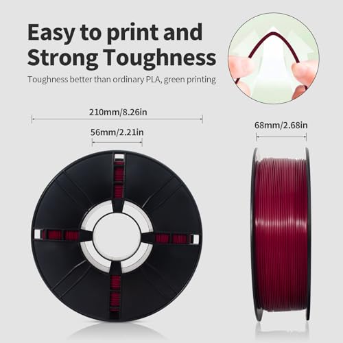 Image of PLA Filament 1.75mm Merlot Maroon 1KG, Clog-Free 3D Printer Filament Dimensional Accuracy + /- 0.02mm,High Speed Printing 1kg Spool(2.2lbs) 3D Printing Filament Fits for Most FDM 3D Printer