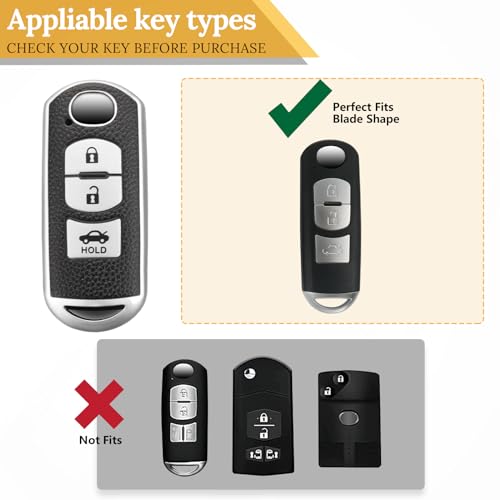 Image of Key Fob Cover for Mazda, Braided Loop Keychain Accessory, Silver