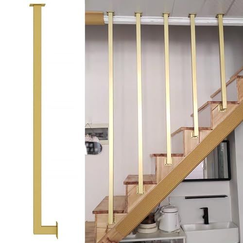 Rampe d'escalier dorée gain de place en L pour marches étroites grenier