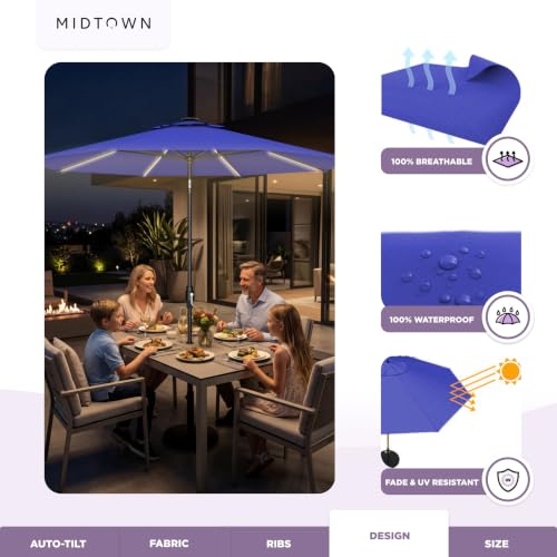 Image of Midtown Umbrellas LED Swilt - 10 Ft Solar LED Patio Umbrella, Midnight