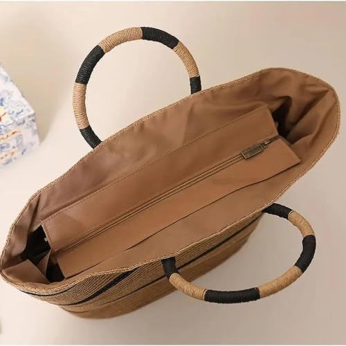 Image of Eiyye Large Woven Tote Bag for Women Straw Tote Bag Woven Stripe Handbag Travel Vacation Purse for Shopping Picnic Work