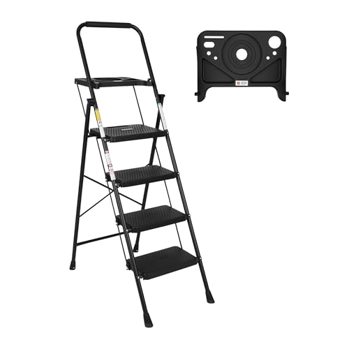 SIMPLI-MAGIC 4-Step Ladder, 800 LBS Capacity Folding Step Stool –