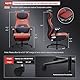 EMIAH Elektrischer Massage Gaming Stuhl mit Fußstütze Ergonomische Chefsessel Bürostuhl mit Lordosenstütze Racing Style High Back Computerstuhl 8D Verstellbare Kopfstütze und Armlehne (Rot)