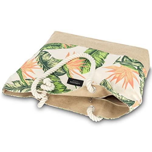 LARKSON Borsa da Spiaggia Peach Floreale Borsone