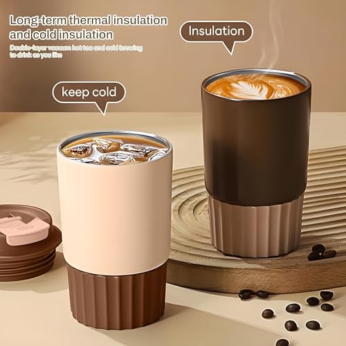 Image of Motka 380ml Stainless Steel Vacuum Insulated Tumbler | Double Wall Travel Mug with Lid | Leakproof Coffee Cup for Hot & Cold Drinks | Portable Sipper |Thermos Flask Outdoor Car & Office (Ivory White)