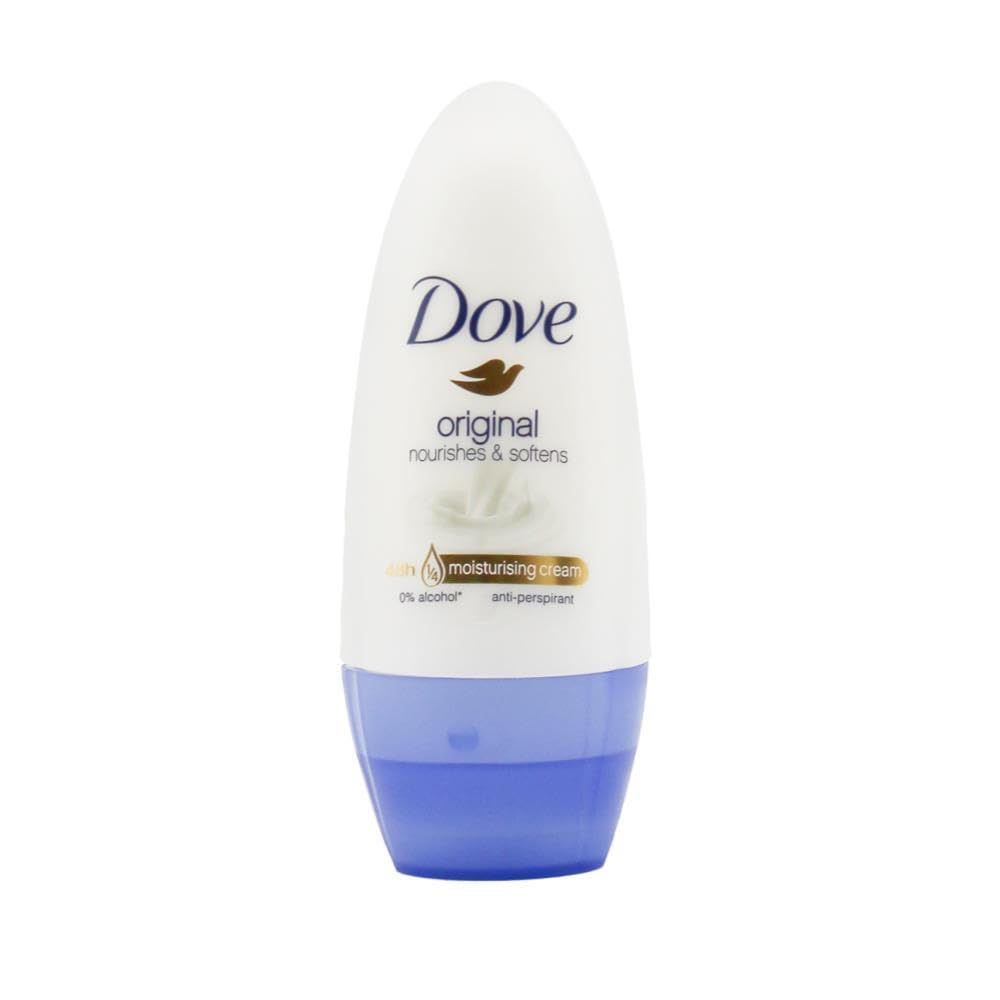 DOVE Original Roll On 40 ML | With 1/4th Moisturising cream | Nourishes & Softens Underarm Area | 0% alcohol | 48h Antiperspirant | For Women