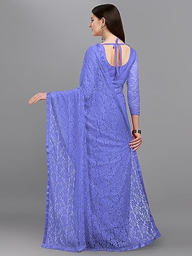 Image of LOROFY Women's Brasso Net Saree With Blouse