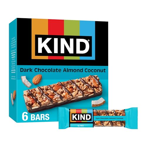 Image of KIND Healthy Snacks Bars, Dark Chocolate Almond Coconut, Gluten Free, High Fiber Snacks, 3g Protein, 6 Count