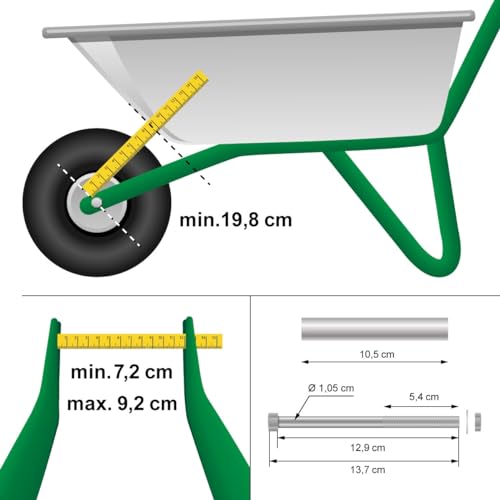 Schubkarrenrad aus Vollgummi mit Achse für Gartenkarren