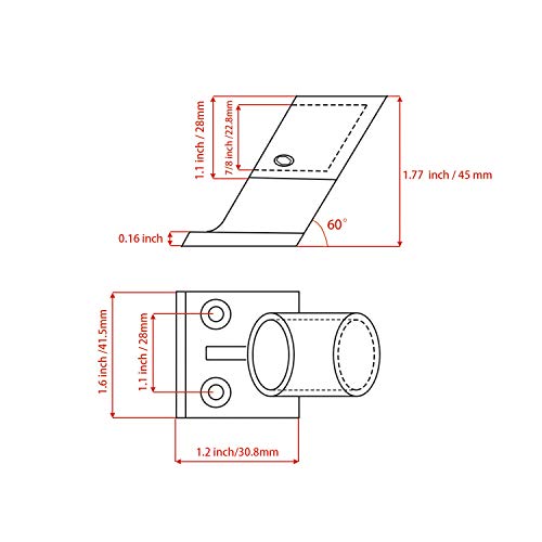 Shenghuiss 2Pcs 7/8 Inch (22.8Mm) 60 Degree Front Hand Rail Fitting Stainless Steel 316 Boat Yacht Grab Rail Mount Bracket Suitable For 7/8 Inch Tube Pipe With Screws And L Shape Hex Key #TOP1