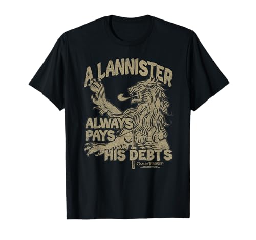 Game of Thrones A Lannister Always Pays his Debts T-Shirt für 21,99 EUR (-11%) statt 18,47 EUR bei amazon.de Bild: Game of Thrones A Lannister Always Pays his Debts T-Shirt für 21,99 EUR (-11%) statt 18,47 EUR bei amazon.de