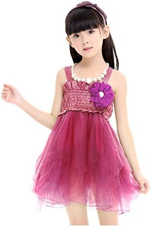 Amazon Co Jp ノーブランド品 女の子 ワンピース 韓国 子供服 ワンピース 子供ノースリーブドレス フリル チュール ドレス キッズ ベビードレス 卒園式 結婚式 発表会 入園 卒業式 Sunny Corner 130 目安身長130 140cm パープル 服 ファッション小物