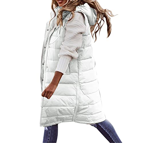 Manteau d'hiver long femme à capuche gilet en duvet ample XL