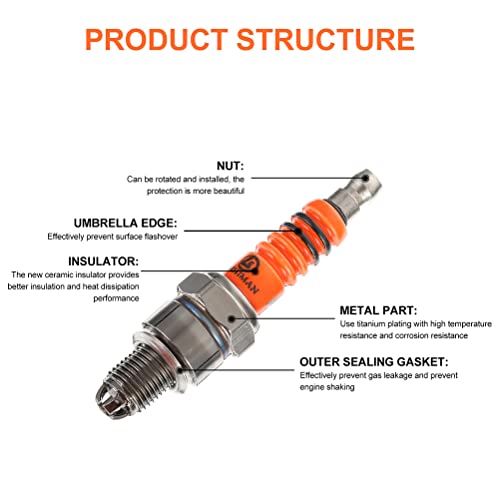VICASKY 2 peças de velas de ignição resistentes para motocicleta, velas de ignição para eletrodo