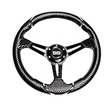 Huskey Rally Style Carbon Fiber Steering Wheel with 13 Inch Diameter & UV Coated PVC Material Compatible with (EZGO-CLUB CAR-YAMAHA-WITHOUT ADAPTER)